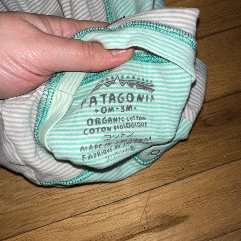 Patagonia Mint and Gray Striped Kids One Piece - Picture 4 of 4